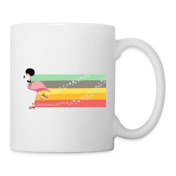 Retro Flamingo Rollerblade - Mug - white - Right