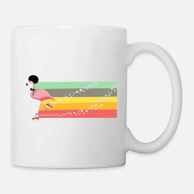 Retro Flamingo Rollerblade - Mug - white