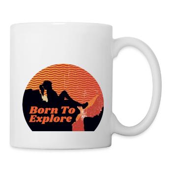 Geboren zum Erkunden, Klettern, Outdoor-Sport, Outdoor - Tasse - Weiß - Rechts