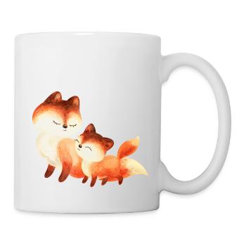 Fuchs Füchse Foxy Waldtier Familie Rotfuchs süß - Tasse - Weiß - Rechts