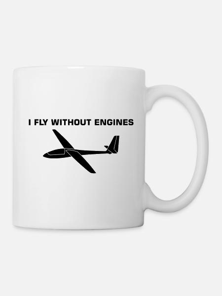 Gleiten ohne Motor Spruch Segelflieger Pilot - Tasse - Weiß