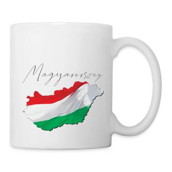 Drapeau de la Hongrie sur la carte de la Hongrie HU - Mug blanc - blanc - Droite