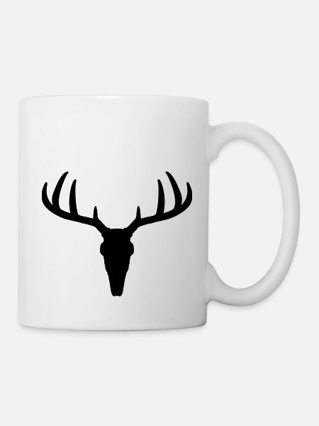 Hirschgeweih Silhouette - Tasse - Weiß