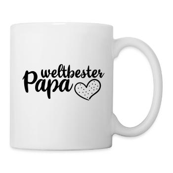 weltbester Papa mit Herz - Tasse - Weiß - Rechts