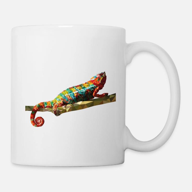 Chameleon Polygone design Reptile Idée cadeau - Mug blanc - blanc