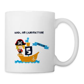Geburtstagsshirt 5 Jahre Junge Pirat Piraten - Tasse - Weiß - Rechts