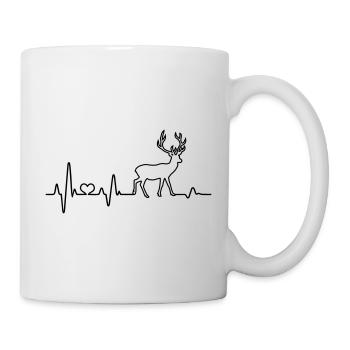 Herzschlag Hirsch EKG Rothirsch Geweih Jäger Jagd - Tasse - Weiß - Rechts