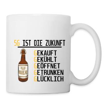 5G IST DIE ZUKUNFT | Bier Lustige Sprüche - Tasse - Weiß - Rechts