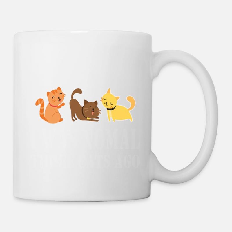 I Was Normal Three Cats Ago Funny Shirt - Tasse - Weiß
