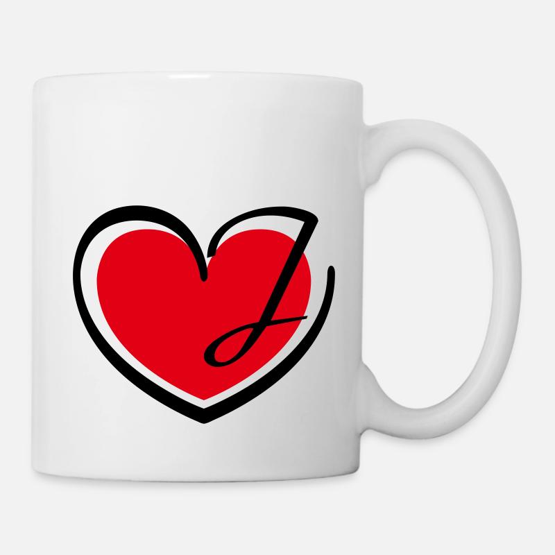 Liebe Herz Buchstabe J - Tasse - Weiß