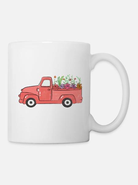 Floral Vintage Truck - Tasse - Weiß
