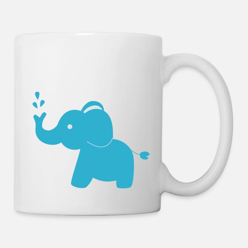 Éléphant bleu - Mug blanc - blanc