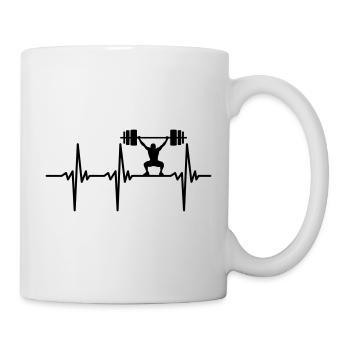 Haltérophile avec haltère lourd pendant la dynamophilie - Mug blanc - blanc - Droite