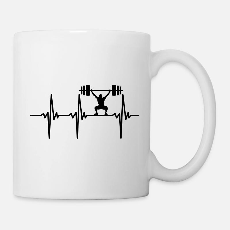Gewichtheber mit schwerer Hantel beim Powerlifting - Tasse - Weiß