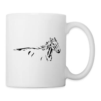 Pferde Wildpferd Tier Silhouette - Tasse - Weiß - Rechts