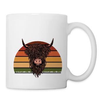 Bovins écossais rétro des Highlands - Mug blanc - blanc - Droite
