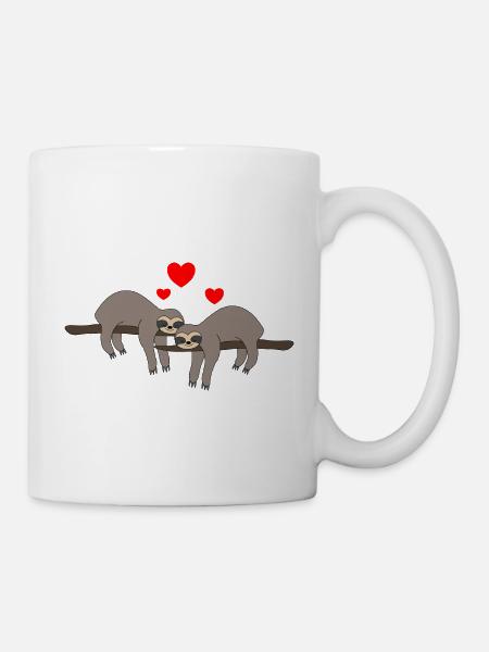 Saint-Valentin paresseux - Mug blanc - blanc