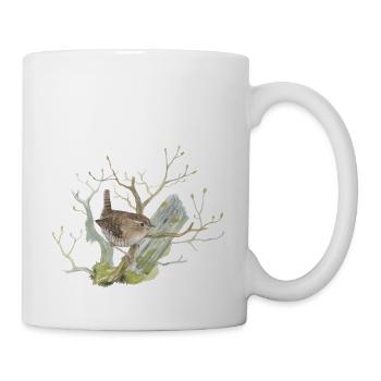 Wren dans la forêt Aimant le dessin à l’aquarelle - Mug blanc - blanc - Droite