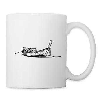 Vintage Long Tail Boat auf dem Wasser - Tasse - Weiß - Rechts