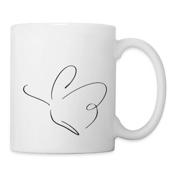 Schmetterling Line Art - Minimalistisch - Tasse - Weiß - Rechts