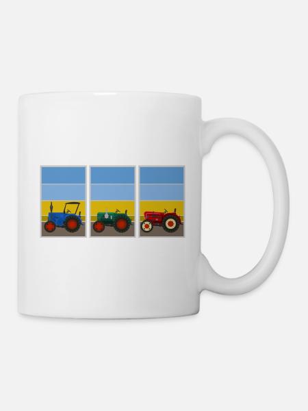 Retro Oldtimer-Traktoren - Tasse - Weiß