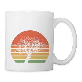Un bel arbre au coucher de soleil rétro vintage - Mug blanc - blanc - Droite