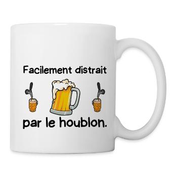 facilement distrait par le houblon - Mug blanc - blanc - Droite