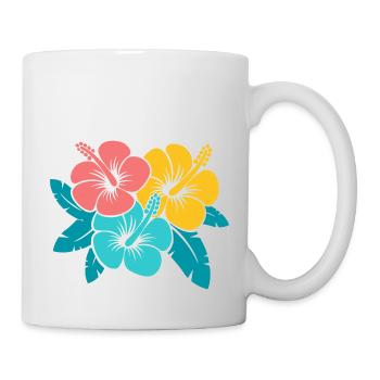 Blumenstrauß Hibiskusblüten, Illustration oberedel - Tasse - Weiß - Rechts