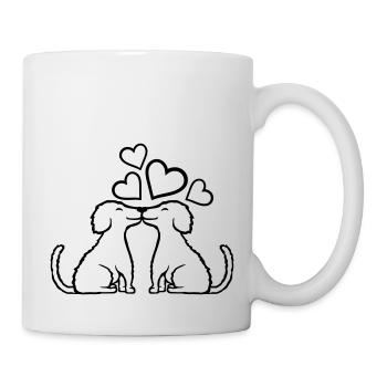 Küssende verliebte Hunde Paar - Tasse - Weiß - Rechts