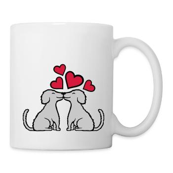 2 verliebte küssende Hunde - Tasse - Weiß - Rechts
