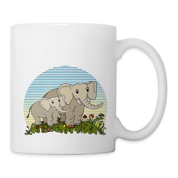 Éléphants - Mug blanc - blanc - Droite