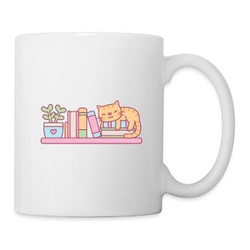 Livres, plantes et chat - Mug blanc - blanc - Droite