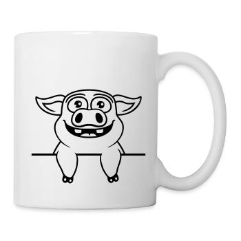 Drôle de bande dessinée de cochon d’écurie - Mug blanc - blanc - Droite