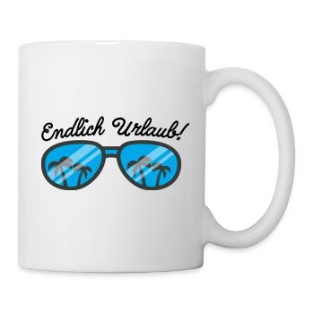 Urlaub Endlich Urlaub Spruch - Tasse - Weiß - Rechts