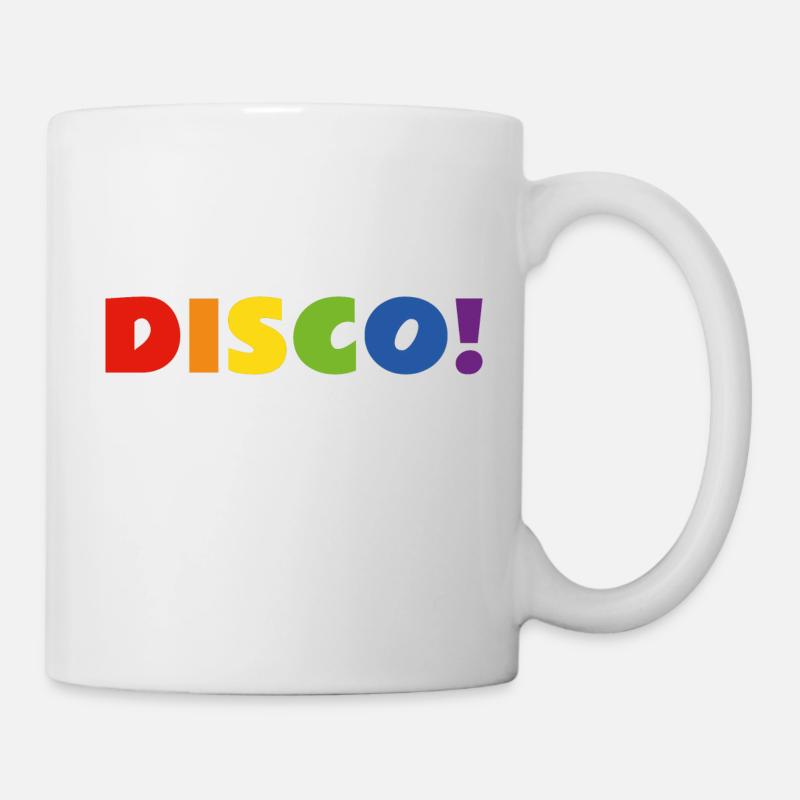 DISCO Regenbogen Text - Tasse - Weiß