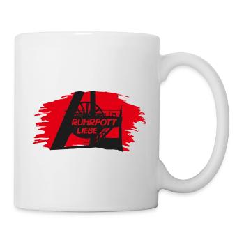 Ruhrpottliebe schlägt in meiner Brust - Tasse - Weiß - Rechts