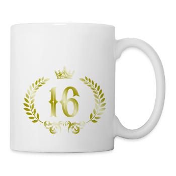 16 Zahl Kranz - Tasse - Weiß - Rechts
