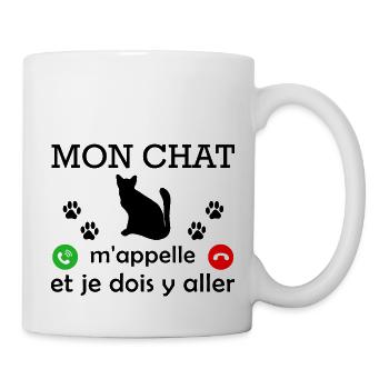 Mon chat m'appelle /citations drôles chat - Mug blanc - blanc - Droite