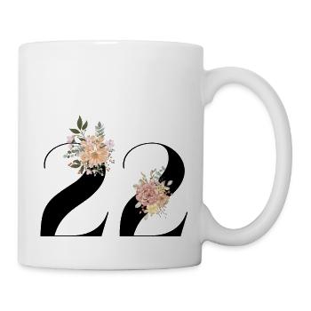 22e anniversaire fleuris (Cadeau de 22 ans) - Mug blanc - blanc - Droite