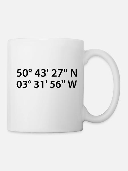 Exeter Koordinaten - Tasse - Weiß