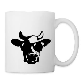 Kuh mit Sonnenbrille Bauernhof Bauer Coole Kuh - Tasse - Weiß - Rechts
