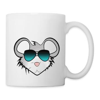 Souris avec lunettes de soleil Illustration Cadeau - Mug blanc - blanc - Droite