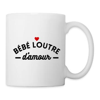 bébé loutre d'amour coeur - Mug blanc - blanc - Droite