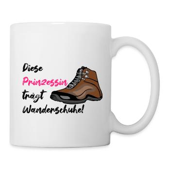 Prinzessin trägt Wanderschuhe, Wandern, Hiking - Tasse - Weiß - Rechts