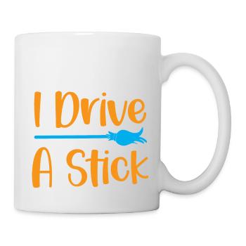 I drive a stick - halloween humor - Mug - white - Right