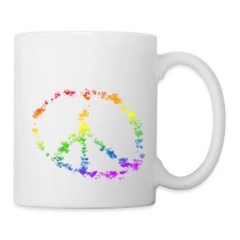 Frieden Zeichnung Freiheit Regenbogen Farben 3 - Tasse - Weiß - Rechts