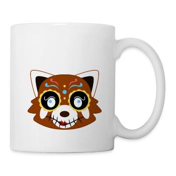 Red panda disguised as Santa Muerte for Halloween - Mug - white - Right