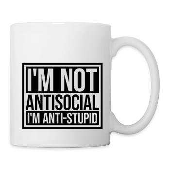 not antisocial anti stupid - Tasse - Weiß - Rechts