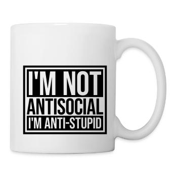 not antisocial anti stupid - Tasse - Weiß - Rechts
