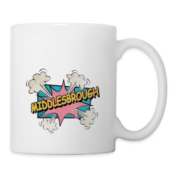 Middlesbrough England Stadt Schrift Pop Art Comic - Tasse - Weiß - Rechts